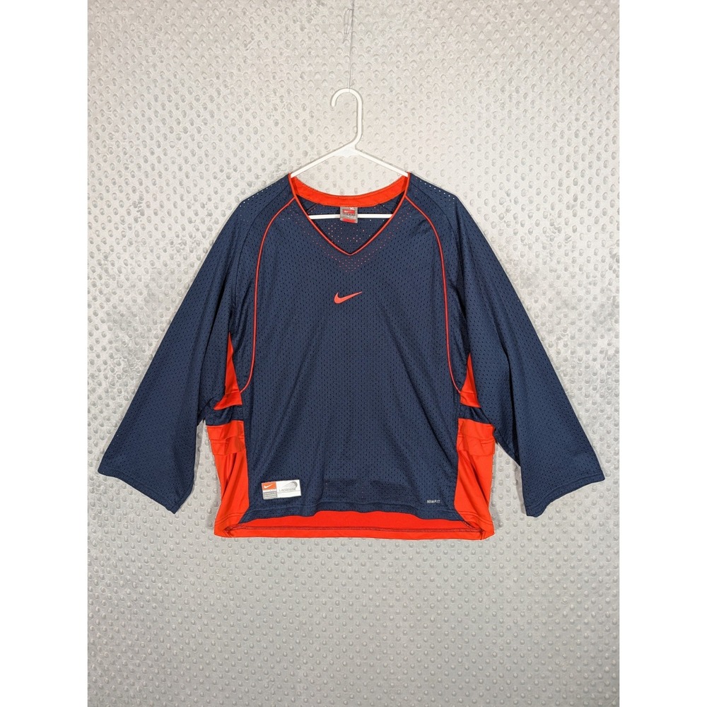 Nike Lacrosse Dri-Fit Jersey Men's XL Navy Orange Training Mesh Top EUC RARE